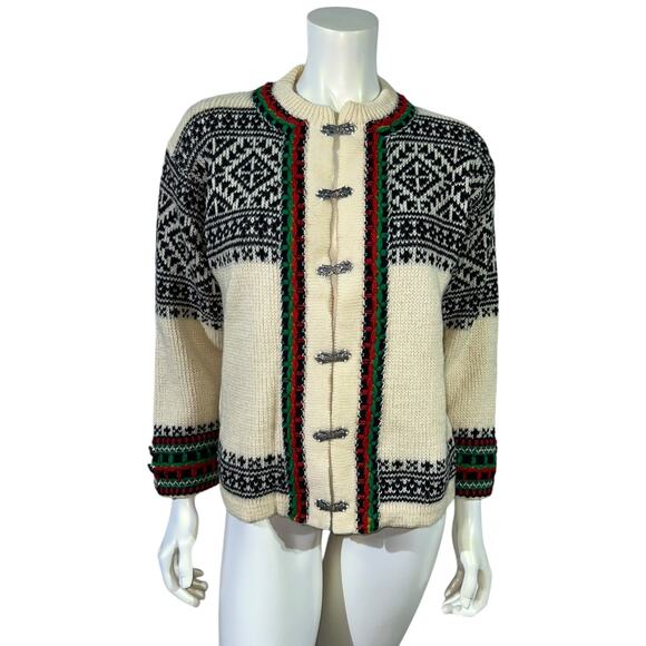 NORDSTRIKK Sweaters - Vintage Norwegian Nordstrikk Wool Fair Isle Cardigan Pewter Toggles Unisex S/M